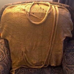 𝅺vintage Roni Rabl Gold Open Weave and Draping Sleeveless Sweater UNIQUE